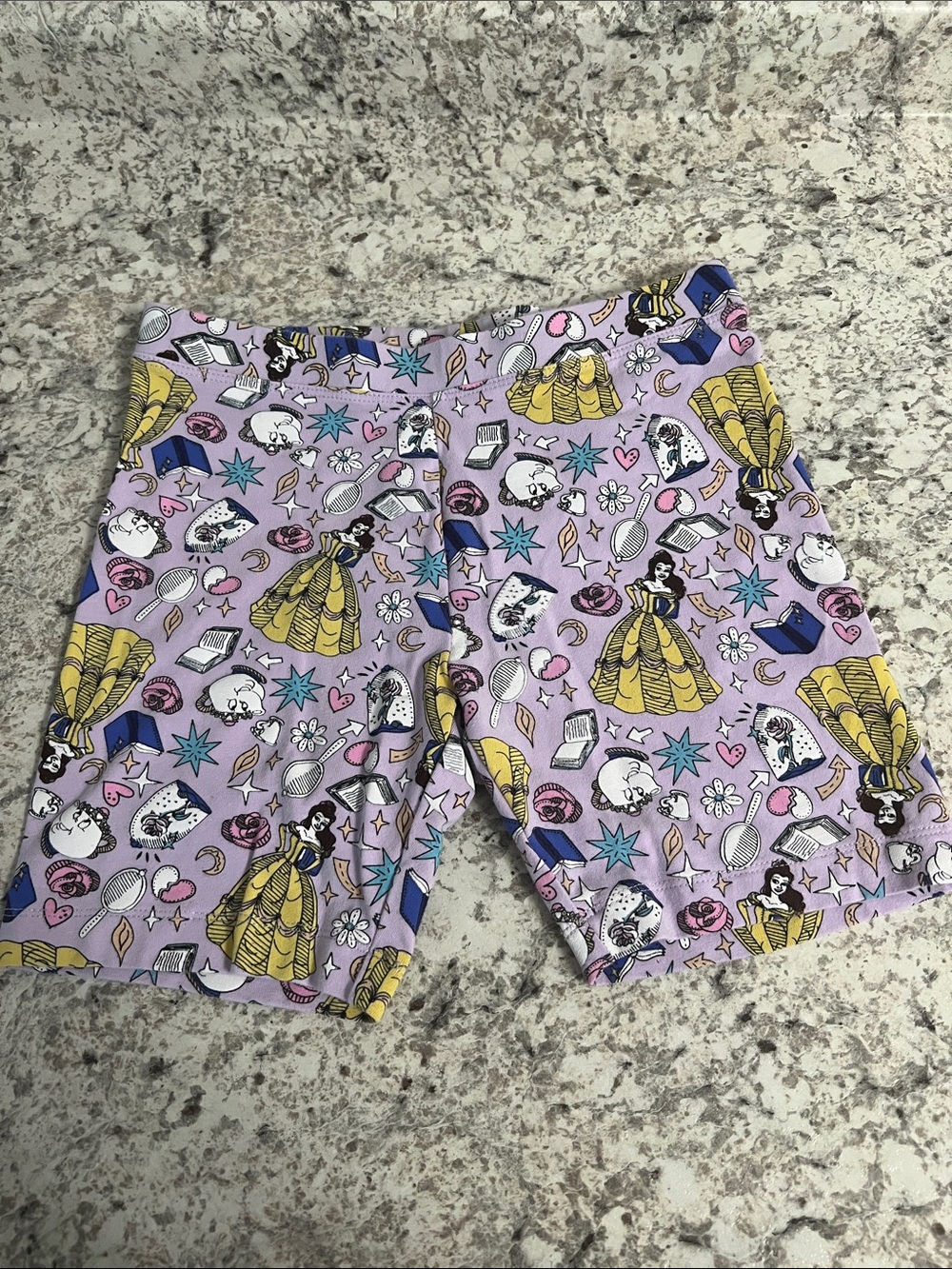 Girls' Purple Princess Print Bike Shorts